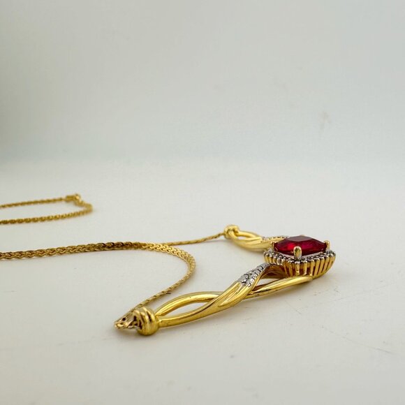 Elegant Lab Created Ruby and White Sapphire Infinite Loop Necklace - Picture 7 of 12